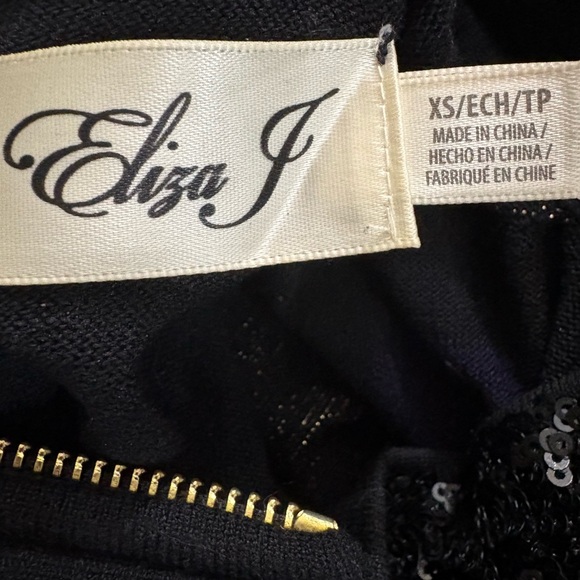 Eliza J Black and Gold Striped Long Sleeve Dress - Picture 2 of 7